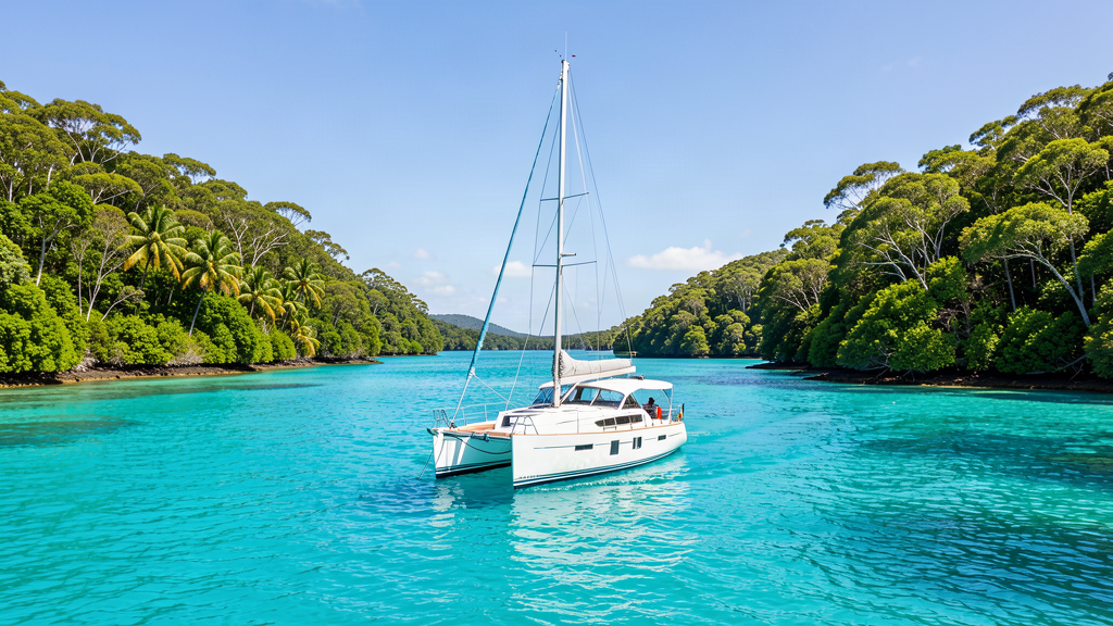 Bareboat in a tropical inlet
