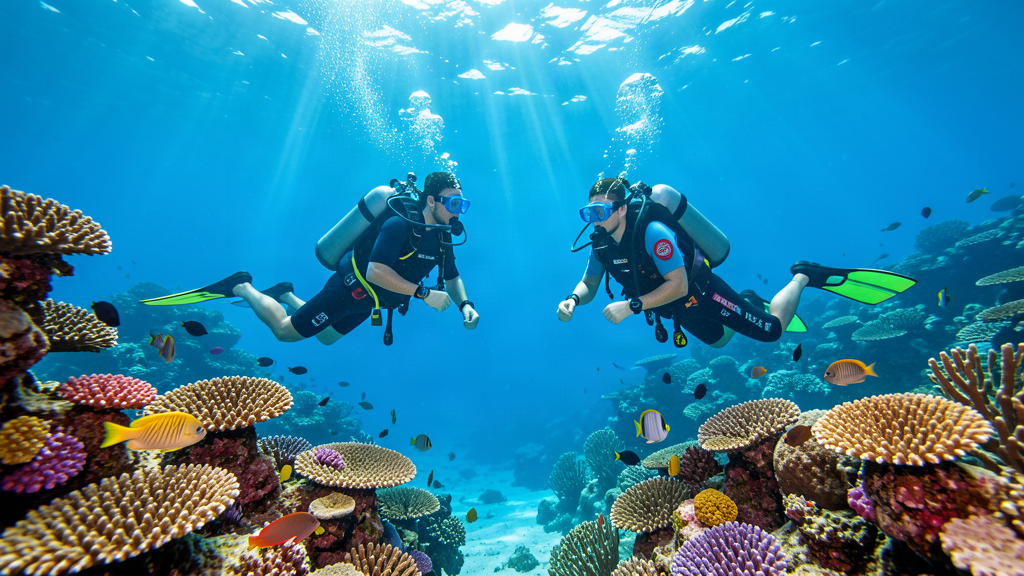 Scuba divers underwater